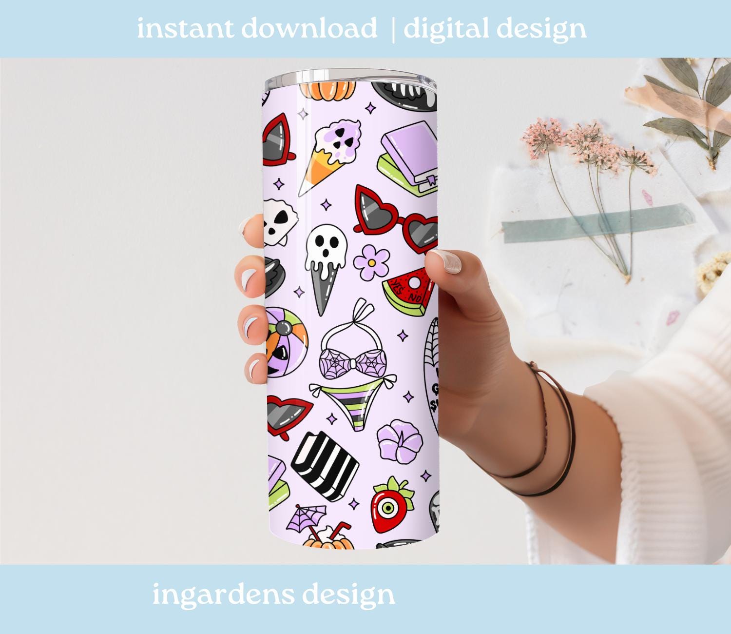 Summerween Pattern PNG, Summer Halloween Seamless Pattern, Seamless ...