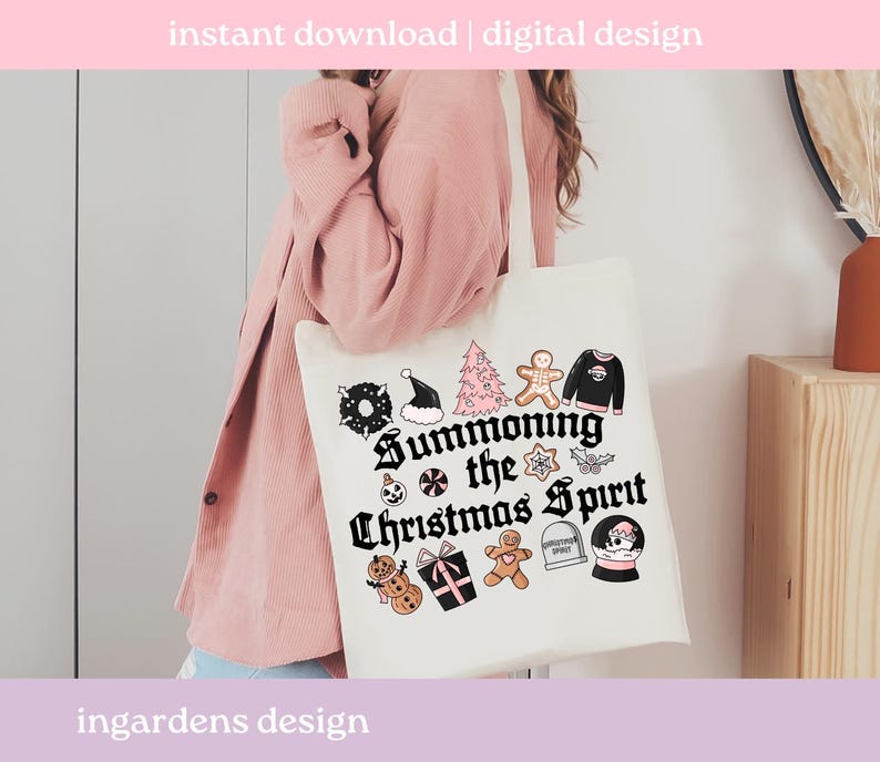 Summoning The Christmas Spirit PNG, Creepy Christmas Design png, digitale download voor T-shirt, mok, stickers en meer afbeelding 5