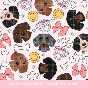 Dachshund Dog Seamless Pattern PNG, Digital Download, Seamless Pattern, Repeat Pattern