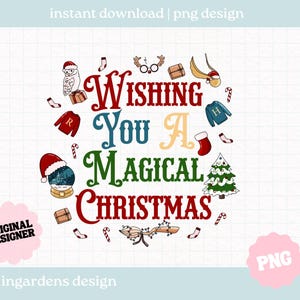 Deseándote una Navidad mágica PNG, temporada navideña de invierno PNG Descarga digital para camisetas, tazas, calcomanías y más