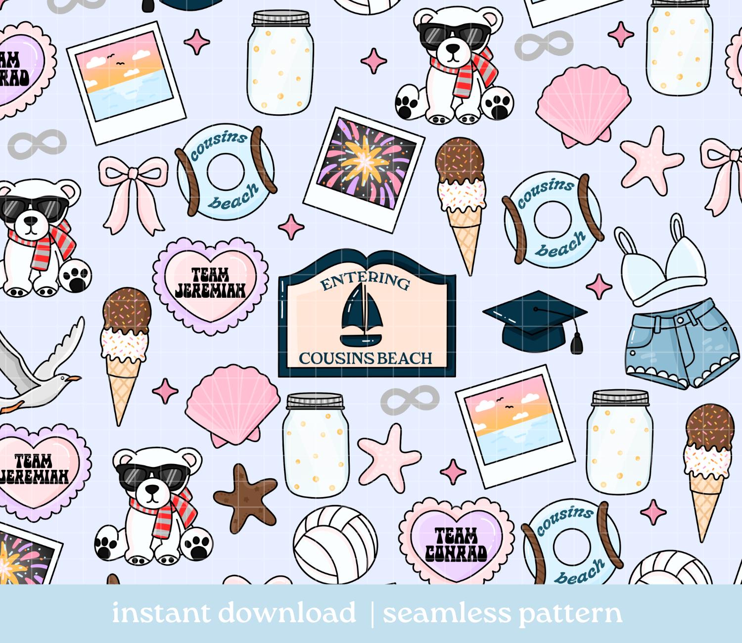 SITP Summer PNG Pattern, Pretty Seamless pattern, Digital Download, Repeat Pattern