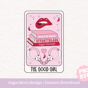 The Good Girl Tarot Card SVG PNG, design for tarot card, Bookish png svg, Digital Download Art for T-shirt, Sticker, Mug and More
