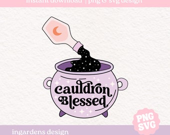 Cauldron Blessed SVG png |  acotar bookish booktok fantasy book svg png | png for tshirt | retro shirt png | reader png svg