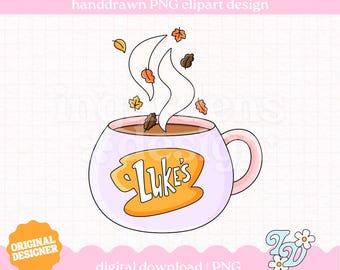 Stars Hollow Mug PNG, Autumn Fall Clipart, Digital Download