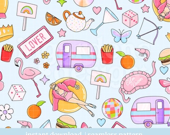 Calm Down Seamless Pattern, TS Lover Summer Repeat Design (Digital Download)