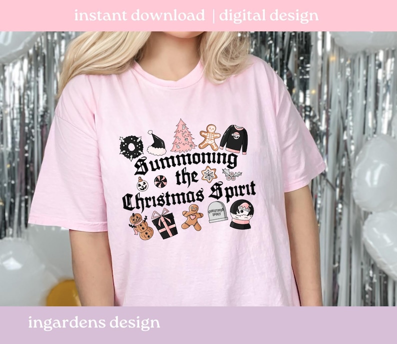 Summoning The Christmas Spirit PNG, Creepy Christmas Design png, digitale download voor T-shirt, mok, stickers en meer afbeelding 7