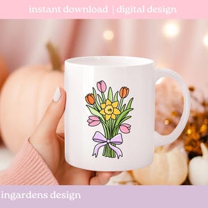 Spring Clipart PNG, Individual Spring Bunny Floral Bow Clipart Designs PNG, Digital download for t-shirt, mug, stickers and more image 4