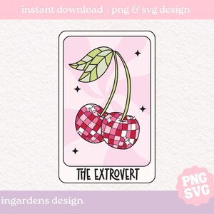 Carta de Tarot Extrovertida SVG PNG, Diseño de Salud Mental para Carta de Tarot, Descarga de Diseño Digital