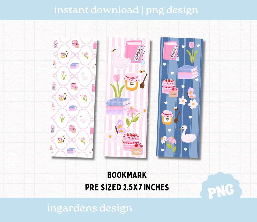 Spring Bookish Bookmark PNG, Bookish Reader Bookmarks PNG, Digital ...