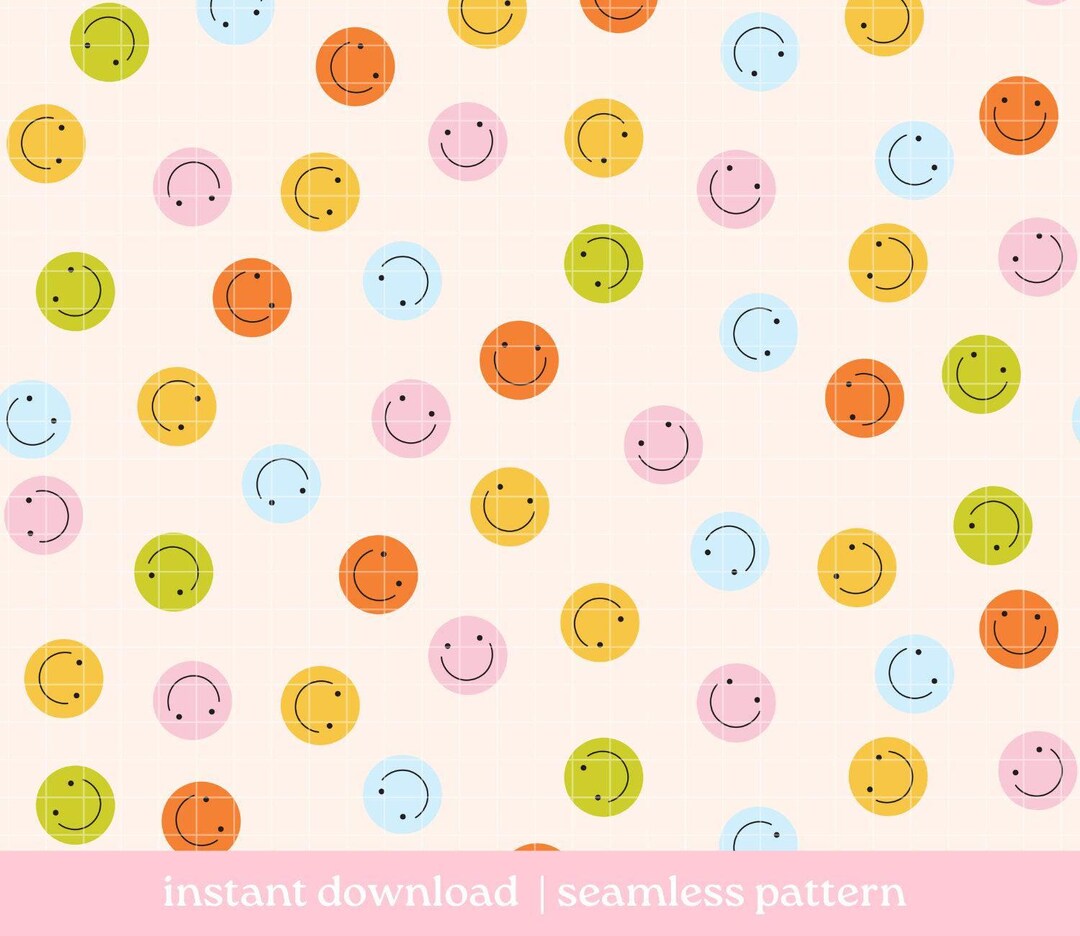 Happy Seamless Pattern, Smile Happy Seamless Pattern, Digital Download ...