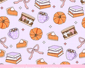 Cute Autumn Seamless Repeat Pattern, Pattern for Commercial Use, Digital Download