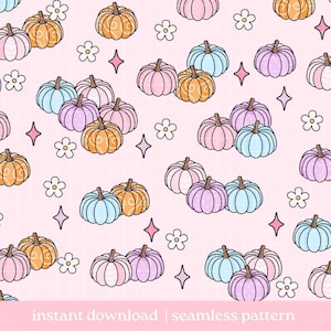 Modello senza cuciture di zucca, autunno rosa Halloween modello senza cuciture, download digitale, motivo ripetuto