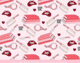 Dark Romance Seamless Pattern, Bookish Pattern, Digital Download, Seamless Pattern, Repeat Pattern