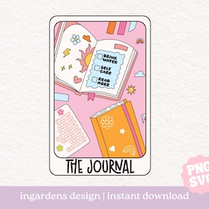 The Journal Tarot Card SVG PNG, diseño de salud mental para carta de tarot, descarga de diseño digital