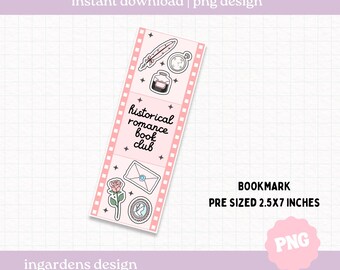 Historical Romance Bookclub Bookmark PNG, Digital Bookmark, Printable Bookmark, Digital Download for Bookmarks