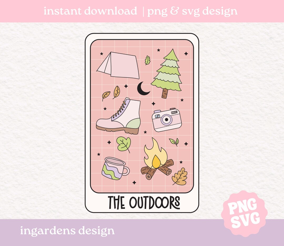 The Outdoors Card SVG PNG, Mental Health Design for Tarot Card, Digital Design Download Etsy