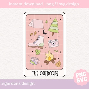 The Outdoors Card SVG PNG, diseño de salud mental para carta de tarot, descarga de diseño digital
