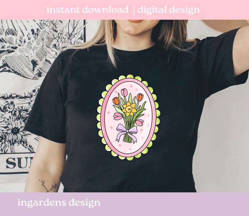 Spring Clipart PNG, Individual Spring Bunny Floral Bow Clipart Designs PNG, Digital download for t-shirt, mug, stickers and more image 9