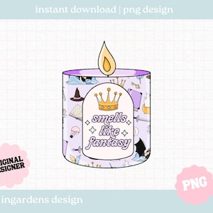 Bookish Fantasy Candle PNG, Bookish png, Fantasy Romantasy Bookish png, Digital Download Art for T-shirt, Sticker, Mug and More