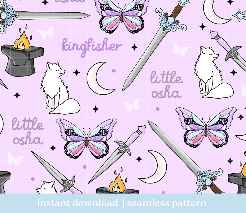 Fantasy Bookish Seamless Pattern PNG, Digital Download, Repeat Pattern ...