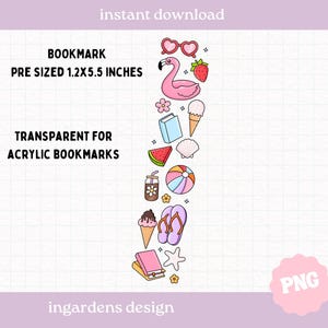 Summer Vibes Transparent Acrylic Bookmark PNG, Digital Bookmark, Printable Bookmark, Digital Download for Bookmarks