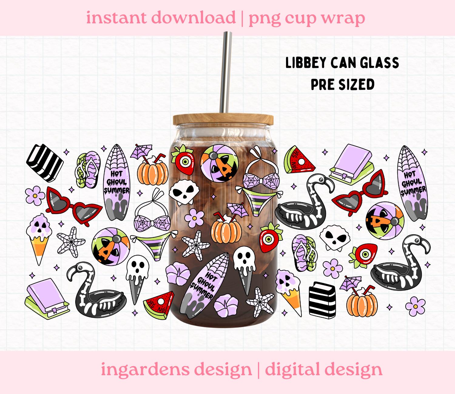Summerween Cup Wrap PNG, Libby Cup Wrap Design 16oz Glass Can Wrap ...