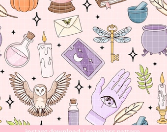 Magic Pattern, Magical Seamless pattern, Mystical pattern, Digital Download, Repeat Pattern