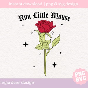 Run Little Mouse PNG SVG, Bookish png svg, Digital Download Art pour T-shirt, autocollant, tasse et plus encore