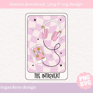 Die introvertierte Tarot-Karte SVG PNG, psychische Gesundheit Design für Tarot-Karte, digitaler Design-Download