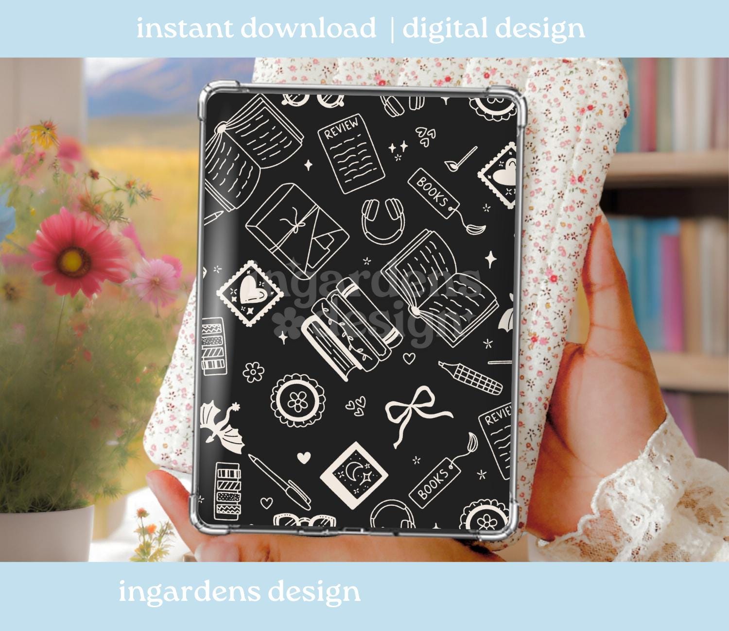 Bookish Seamless Pattern, Digital Download, Seamless Pattern, Repeat ...