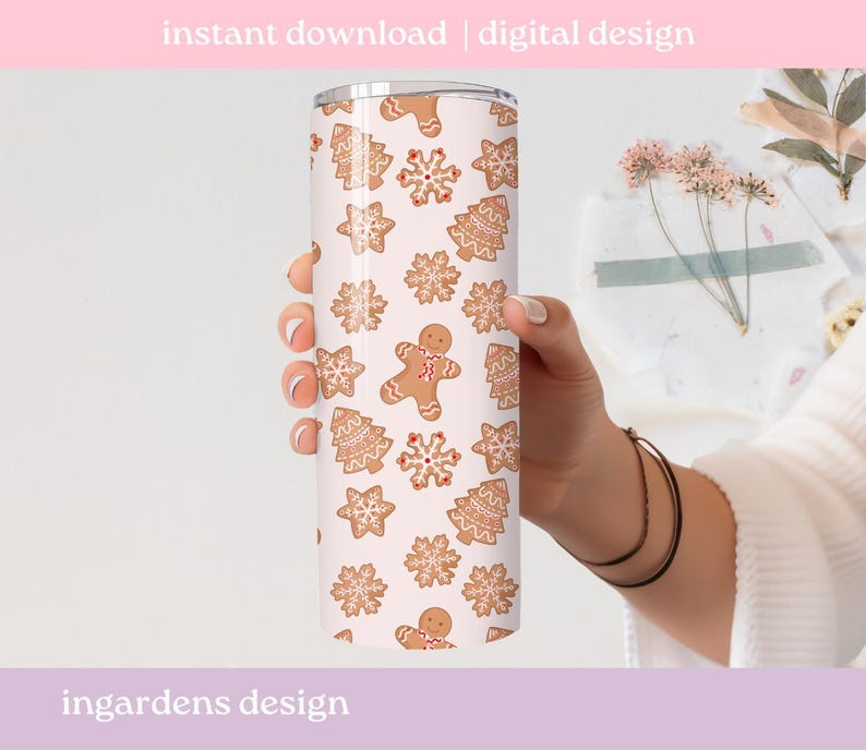 Lebkuchen nahtlose Muster PNG, Weihnachten frohe nahtlose Muster, digitaler Download, nahtloses Muster, sich wiederholendes Muster Bild 4