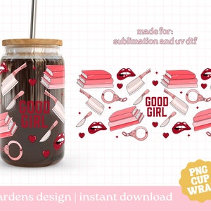 Good Girl Dark Romance Cup Wrap, envoltura de lata de vidrio de 16 oz, PNG librero, copa de vidrio, lata de vidrio Libby