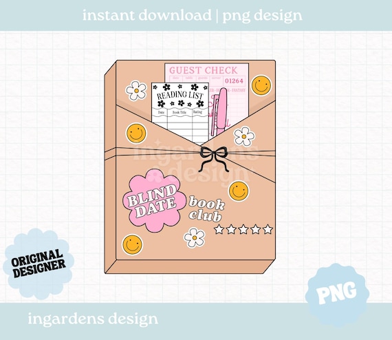 Blind Date Book Club PNG, Bookish Design, Digital Download