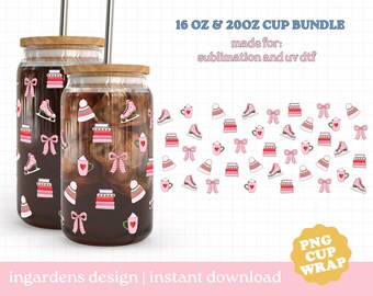 Christmas Pink Cup Wrap PNG, Christmas Holiday Cup Wrap, 16oz 20oz Glass Can Wrap, cup wrap PNG, Glass Cup, Libby glass can wrap