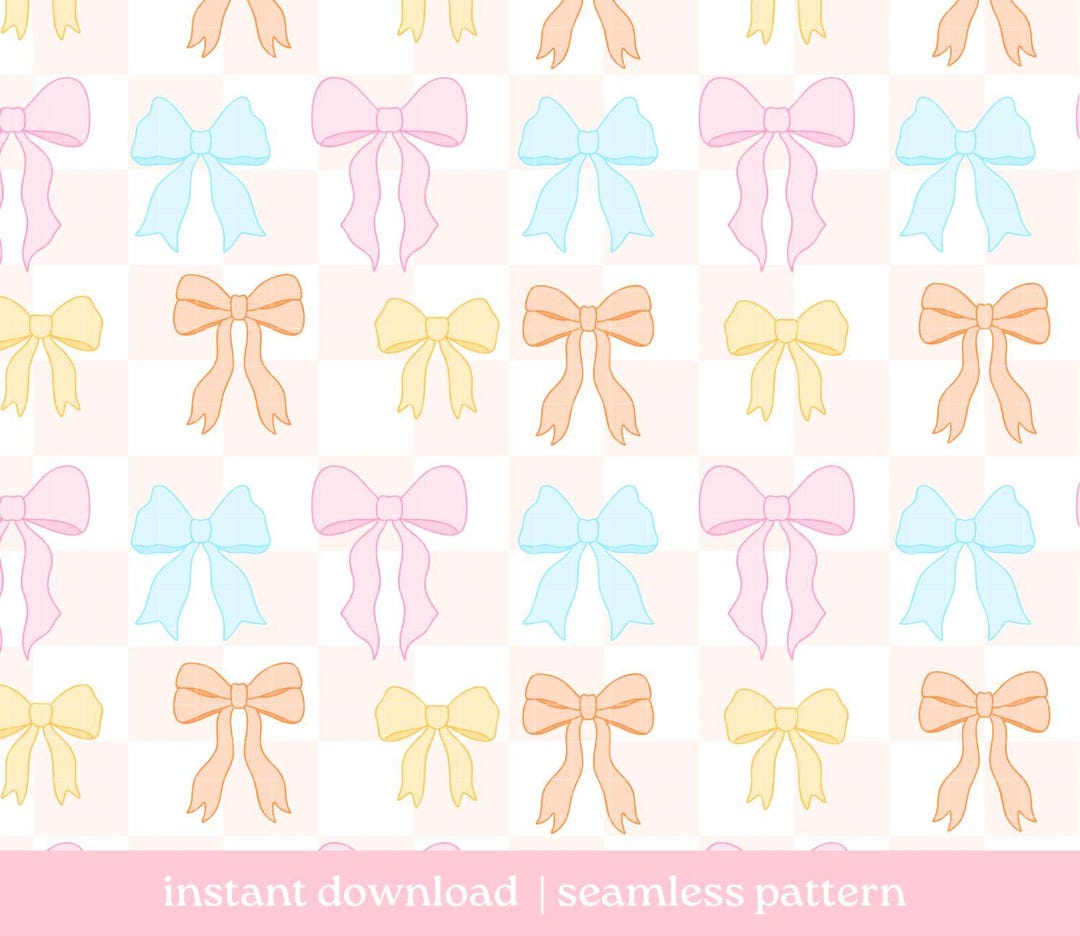 Pastel Bow Spring Seamless Pattern, Digital Download, Seamless Pattern ...