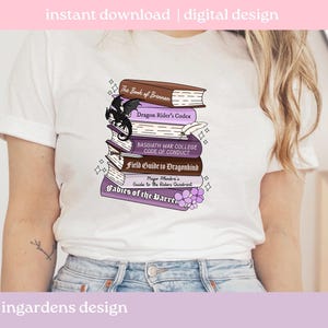 Fourth Wing Book stack PNG, Bookish png, Fourth Wing png, Romantasy Bookish png, Digital Download Art for T-shirt, Sticker, Mug and More image 2
