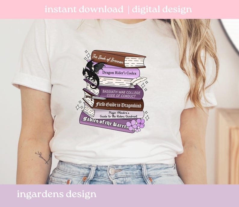 Fourth Wing Book stack PNG, Bookish png, Fourth Wing png, Romantasy Bookish png, Digital Download Art for T-shirt, Sticker, Mug and More image 2