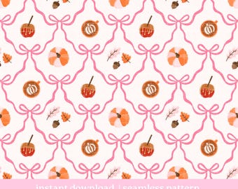 Bow Fall Seamless Repeat Pattern, Pattern for Commercial Use, Digital Download