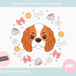 King Charles Spaniel Dog PNG Design for T-Shirts, Mugs, Stickers