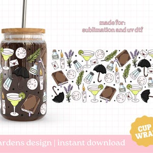 Midnight Magic Cup Wrap PNG, Hexen Zauberer Cup Wrap PNG Design für T-shirts, Aufkleber, Becher und mehr