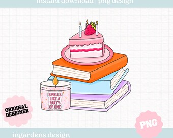 Bookish Party Of One PNG, Happy Bookish PNG, Digital Download Art for T-shirt, Sticker, Mug and More