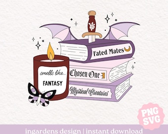Smells Like Fantasy PNG SVG, Bookish png svg, download digitale di immagini per magliette, adesivi, tazze e altro ancora