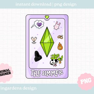 Simmer Tarot Card PNG, Gamer png design, Digital download for tee shirts, stickers, tote bags and more