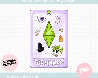 Simmer Tarot-Karte PNG, Gamer Png-Design, digitaler Download für T-Shirts, Aufkleber, Tragetaschen und mehr