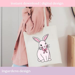 Spring Clipart PNG, Individual Spring Bunny Floral Bow Clipart Designs PNG, Digital download for t-shirt, mug, stickers and more image 5