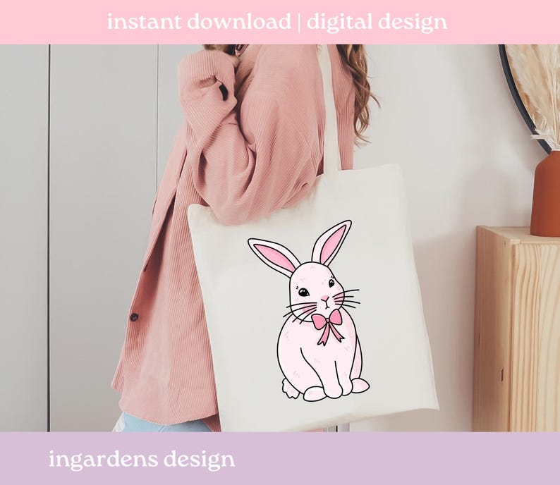 Spring Clipart PNG, Individual Spring Bunny Floral Bow Clipart Designs PNG, Digital download for t-shirt, mug, stickers and more image 5