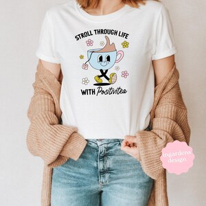 Stroll Through Life With Positivitea PNG SVG, Tea Cup png, tea svg, mental health, cartoon mascot png, cartoon mascot svg, trendy tea png image 4