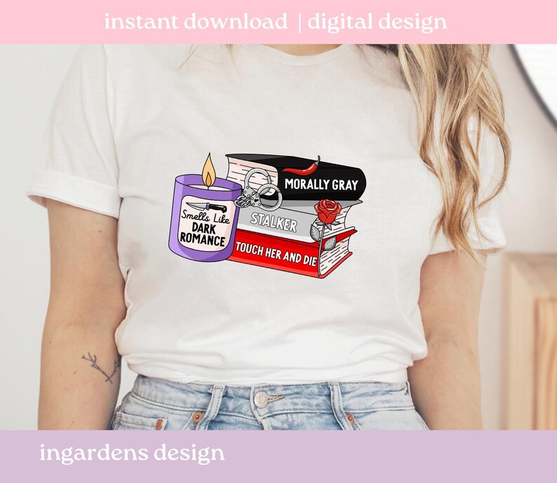 Huele a romance oscuro PNG, PNG de libros, PNG de romance de libros, Arte de descarga digital para camisetas, calcomanías, tazas y más imagen 2