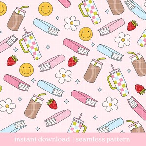 Bookish Essentials Seamless Pattern, Bookish Pattern, Digital Download, Seamless Pattern, Repeat Pattern