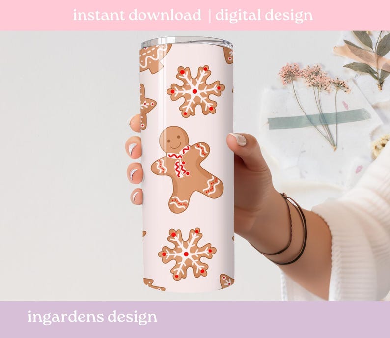 Lebkuchen nahtlose Muster PNG, Weihnachten frohe nahtlose Muster, digitaler Download, nahtloses Muster, sich wiederholendes Muster Bild 3
